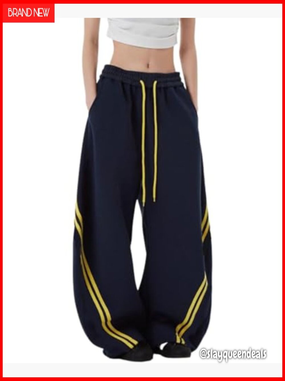 Wide Leg Sweatpants Barrel Joggers Drawstring High Rise Pockets - Picture 3 of 6
